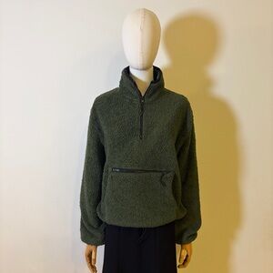No Boundaries Olive Green Sherpa Fleece 1/4 Zip Pullover Size L (11-13)